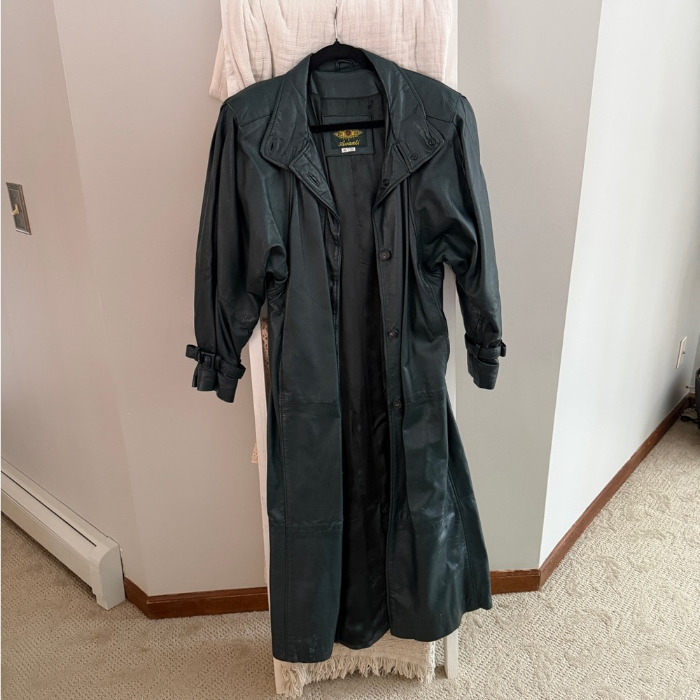 Vintage Avanti Green Sheepskin Trench Coat